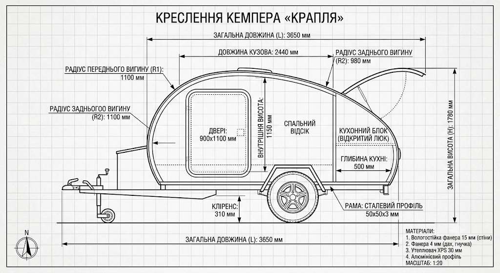 Креслення кемпер "Капля"